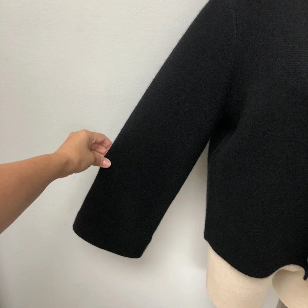 Quince Cardigan Womens Large Black Mongolian Cashmere Structured Minimalist